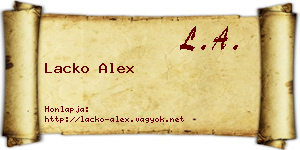 Lacko Alex névjegykártya